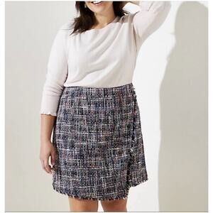 LOFT Tweed Boucle Faux‎ Wrap Skirt Lined Womens Size 6
